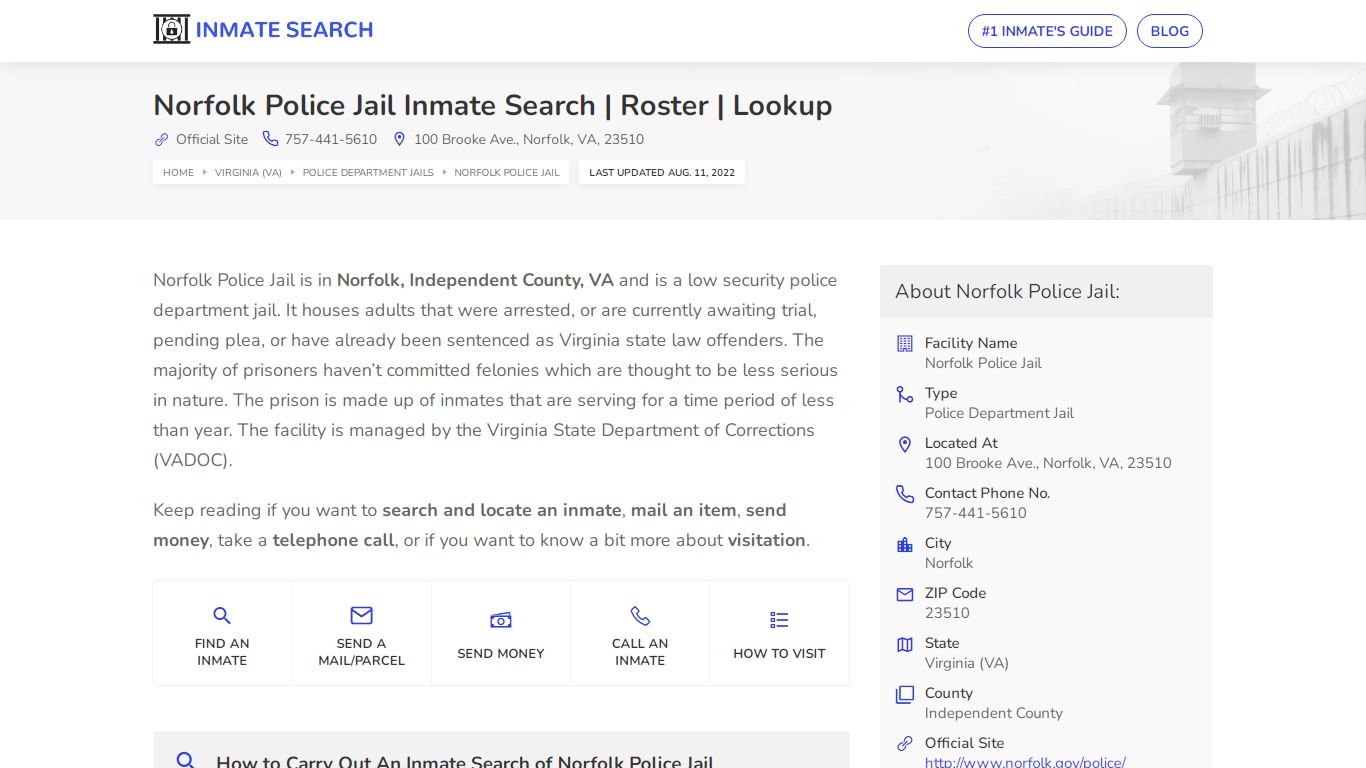 Norfolk Police Jail Inmate Search | Roster | Lookup